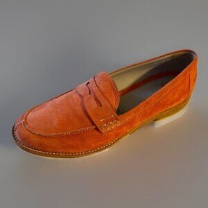 Johnston & Murphy Women's Shoes 9.5 M J15  Penny Loafers Suede Leather Tangerine